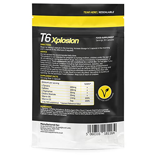 Simply Simple T6 Xplosion Fat Burners Vegetarian Safe Slimming & Diet Food Supplements | Increases Metabolism & Energy with Added Vitamin B, Vitamin D & Caffeine Weight Loss Pills Made in UK