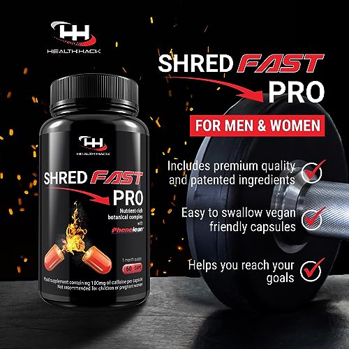 Shredfast Pro - Advanced Thermogenic Supplement with Phenelean™ - Fast Acting for Women & Men - 60 Capsules - 30 Days Supply - Keto, Vegetarians & Vegan Friendly.
