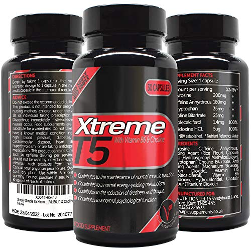 Simply Simple T5 Xtreme Fat Burners Vegan Safe T5 Diet Pills | Vit B6, D & Choline