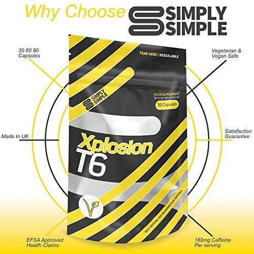 Simply Simple T6 Xplosion Fat Burners Vegetarian Safe Slimming & Diet Food Supplements | Increases Metabolism & Energy with Added Vitamin B, Vitamin D & Caffeine Weight Loss Pills Made in UK