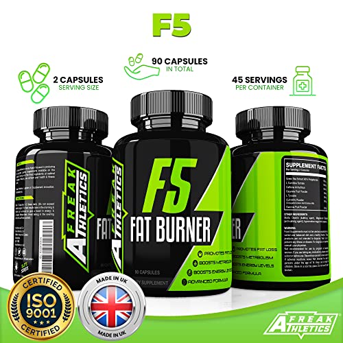 F5 Weight Loss Pills - Fat Burners for Men - Fat Burners for Women Weight Loss - 90 Capsules Fat Burner Suitable for Men & Women - UK Made