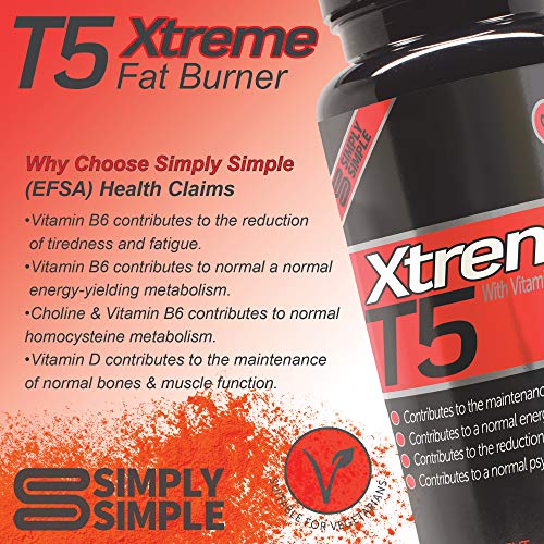 Simply Simple T5 Xtreme Fat Burners Vegan Safe T5 Diet Pills | Vit B6, D & Choline