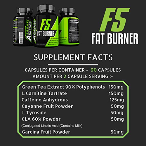 F5 Weight Loss Pills - Fat Burners for Men - Fat Burners for Women Weight Loss - 90 Capsules Fat Burner Suitable for Men & Women - UK Made