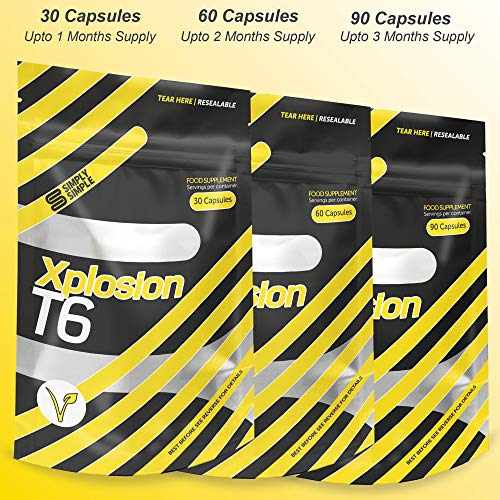 Simply Simple T6 Xplosion Fat Burners Vegetarian Safe Slimming & Diet Food Supplements | Increases Metabolism & Energy with Added Vitamin B, Vitamin D & Caffeine Weight Loss Pills Made in UK