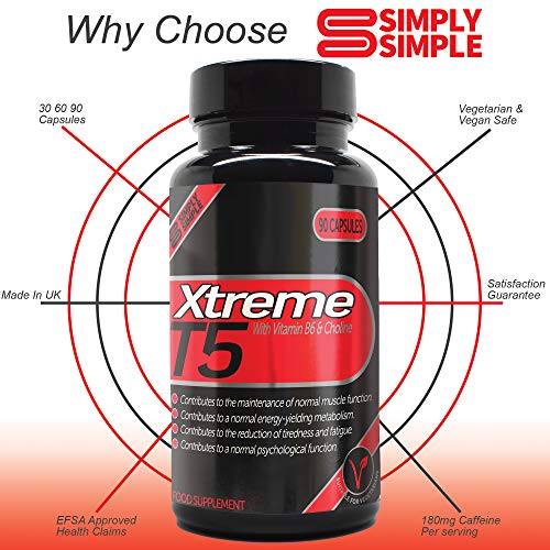 Simply Simple T5 Xtreme Fat Burners Vegan Safe T5 Diet Pills | Vit B6, D & Choline