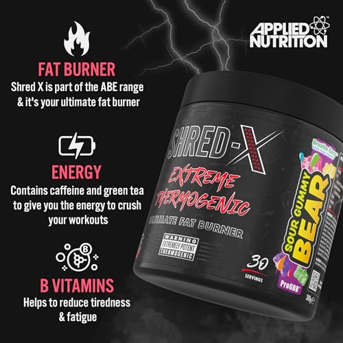 Applied Nutrition Shred X Fat Burner - ABE All Blak Everything Fat Burner, Thermo Weight Management (300g - 30 Servings) (Sour Gummy Bear)…