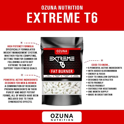 OZUNA NUTRITION Fat Burners Keto Extreme T6 Fast Weight Loss Pills Diet Slimming | 60 Capsules