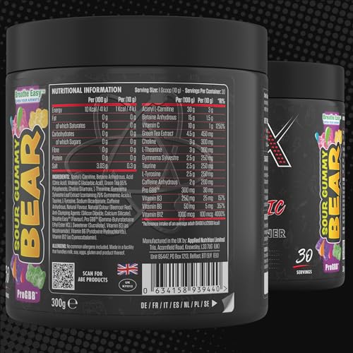 Applied Nutrition Shred X Fat Burner - ABE All Blak Everything Fat Burner, Thermo Weight Management (300g - 30 Servings) (Sour Gummy Bear)…