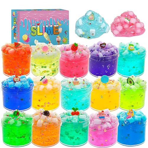 15-pack Jelly Cube Slime Kit: Ultra Soft, Fun Birthday Gift