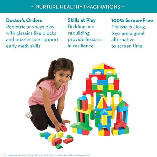 Melissa & Doug Building Set: 100 Wooden Blocks, Multicolor