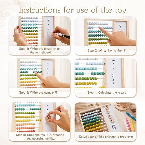 Wooden Abacus Beads Counting Toys for Toddler