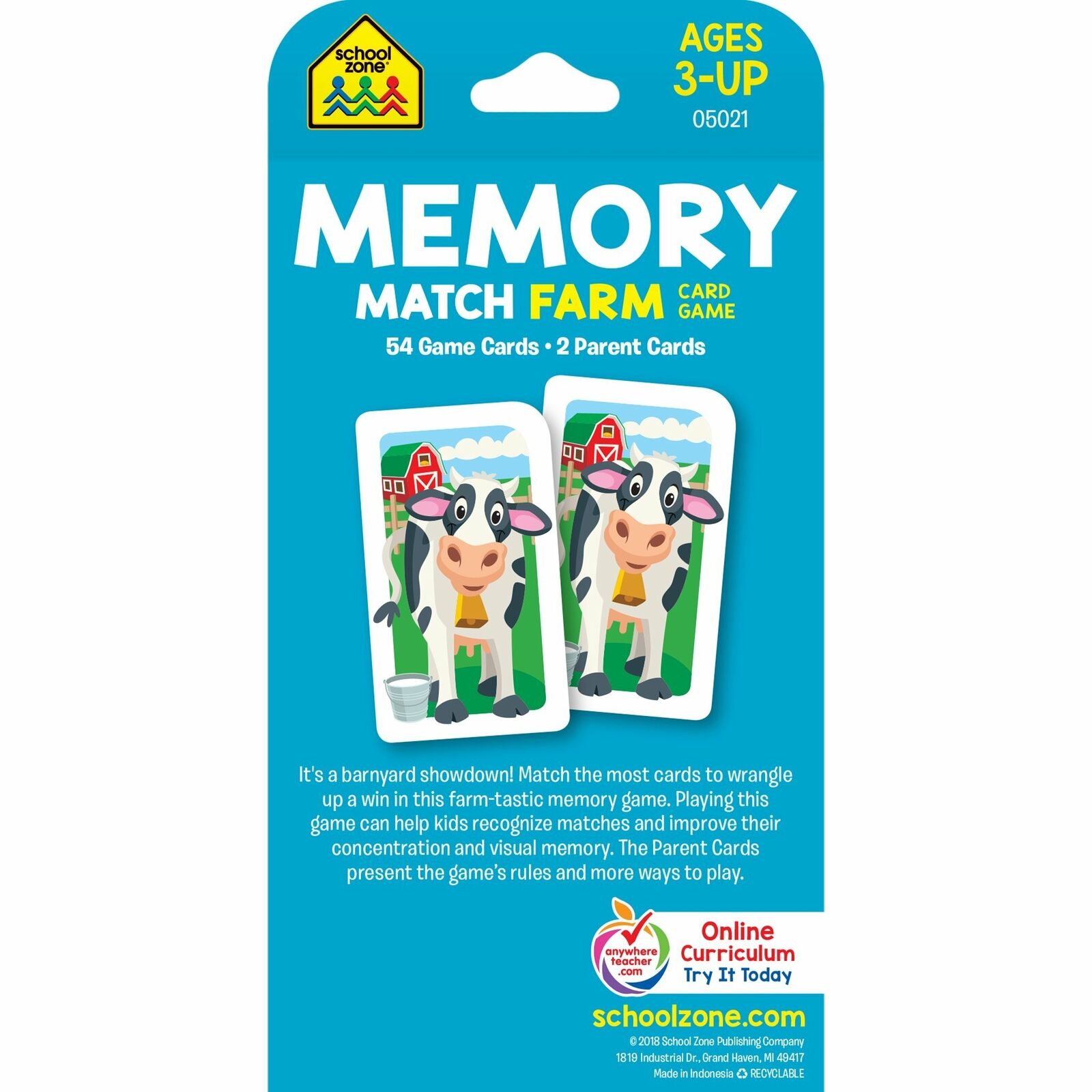 Farm Animals Memory Game for Toddlers and Kids