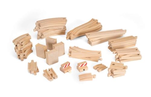 BRIO Wooden Tracks and Train Accessories – 50-Piece Pack