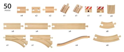 BRIO Wooden Tracks and Train Accessories – 50-Piece Pack