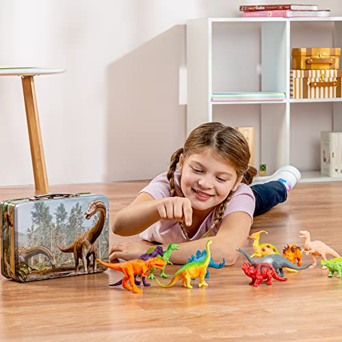 12 Realistic Dinosaur Figures with Storage