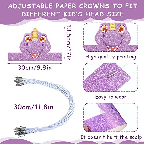 48 Dinosaur Party Hats with Elastic Ropes