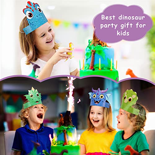 48 Dinosaur Party Hats with Elastic Ropes
