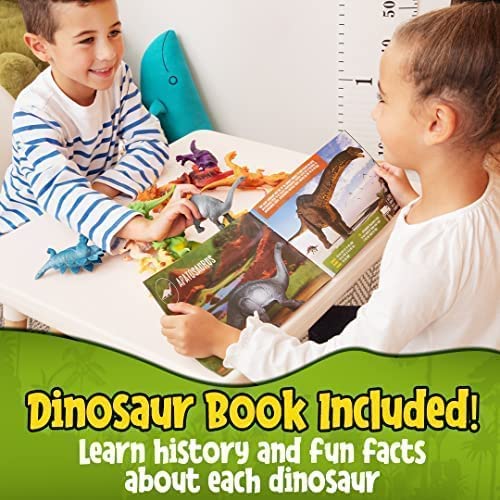 PREXTEX Dinosaur Toy Figures & Educational Book Set