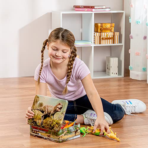12 Realistic Dinosaur Figures with Storage