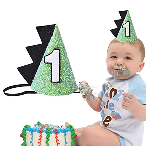 Green Dinosaur 1st Birthday Crown Hat