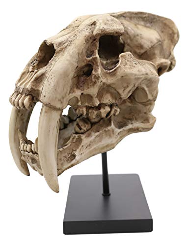 Sabertooth Tiger Skull Statue with Mounting Pole