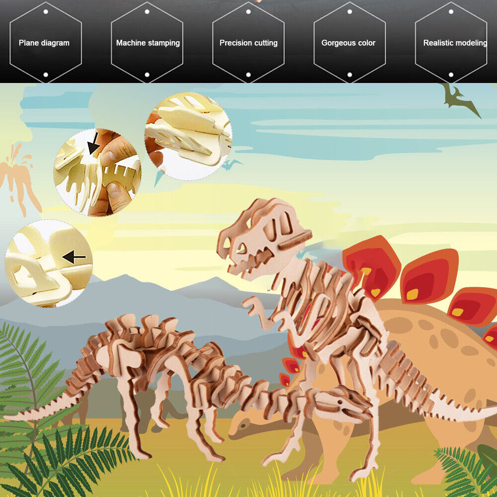 Wooden Dinosaur Skeleton Puzzle - 4 Pieces