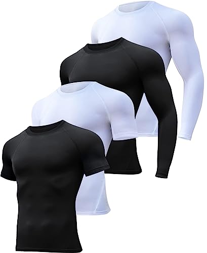 HOPLYNN Men's 4 Pack Workout Compression Shirts (8 words)
