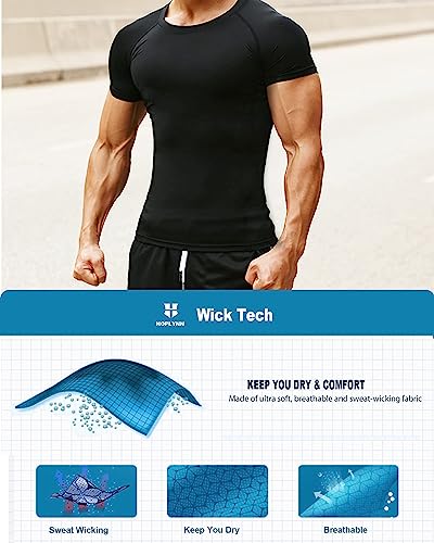 HOPLYNN Men's 4 Pack Workout Compression Shirts (8 words)