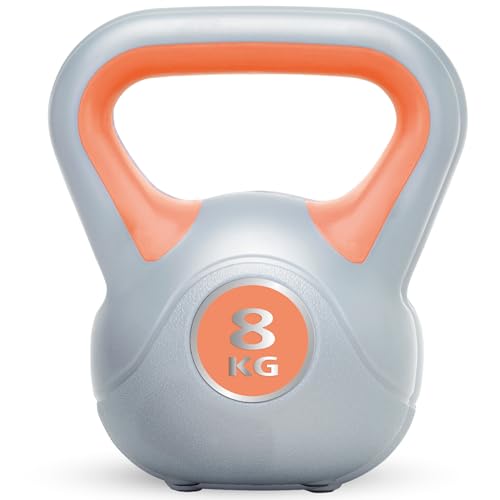 Orange 8kg Kettlebell for Home Workouts by Urban Fitness