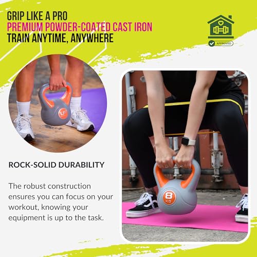 Orange 8kg Kettlebell for Home Workouts by Urban Fitness