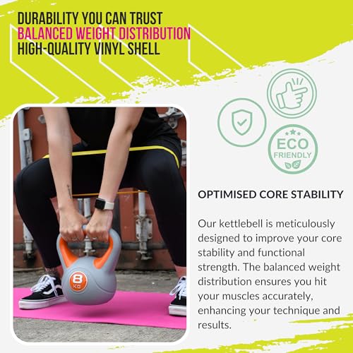 Orange 8kg Kettlebell for Home Workouts by Urban Fitness