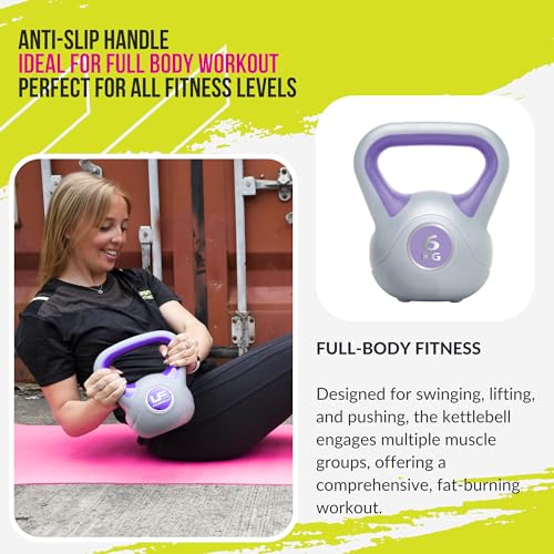 6 KG Urban Fitness Vinyl Kettlebell - Assorted Colors