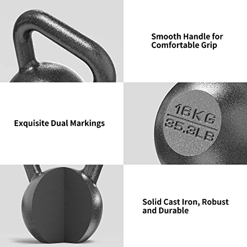 PROIRON Cast Iron Kettlebell for Home Gym Fitness (16KG)