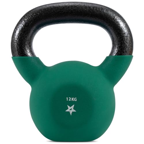 Dark Green 12KG Neoprene Coated Kettlebell for Strength Training