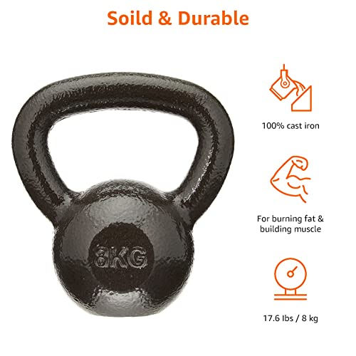 8kg Black Cast-Iron Kettlebell by Amazon Basics