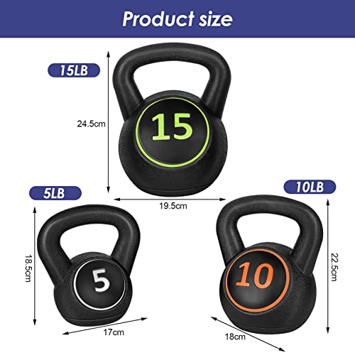 Trintion 3-Piece Kettlebell Set for Home Gym Workouts