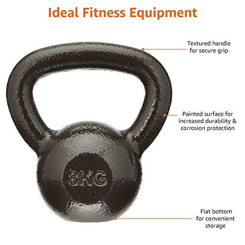 8kg Black Cast-Iron Kettlebell by Amazon Basics