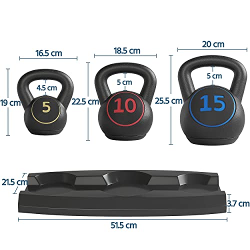 Yaheetech 3pc Kettlebell Set with Stand for Home Gym