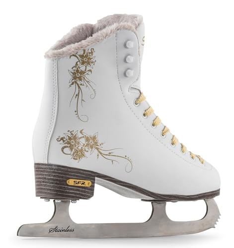 White Glitra Ice Skate with Cozy Fur Lining