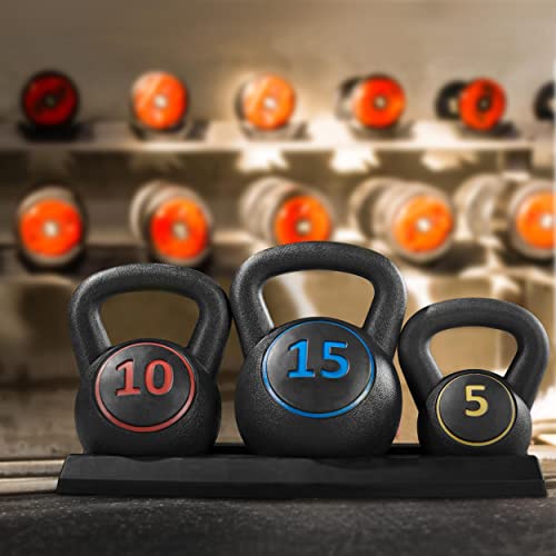 Yaheetech 3pc Kettlebell Set with Stand for Home Gym