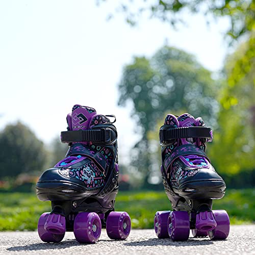 Adjustable Kids Quad Roller Skates Boots - Purple