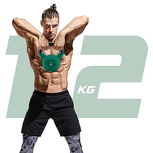 Dark Green 12KG Neoprene Coated Kettlebell for Strength Training