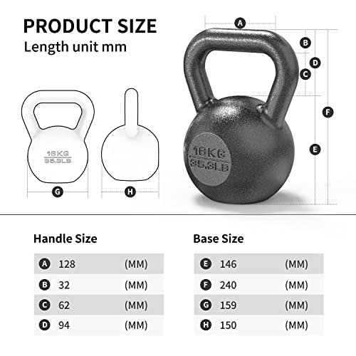 PROIRON Cast Iron Kettlebell for Home Gym Fitness (16KG)