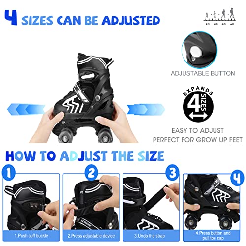 Adjustable Light-Up Roller Skates for Kids, Ages 4-12