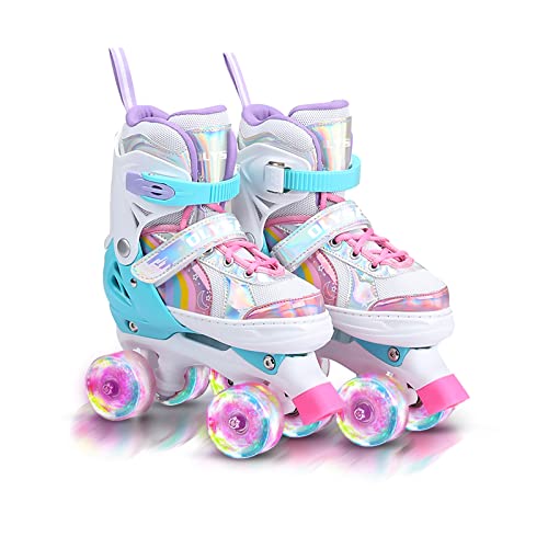 Youth Roller Skates with Light-Up Wheels and Size Adjustability