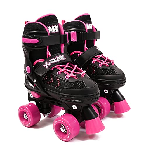 Adjustable Pink Quad Roller Skates for Kids - Medium