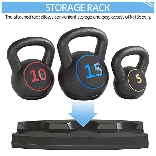 Yaheetech 3pc Kettlebell Set with Stand for Home Gym