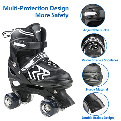 Adjustable Light-Up Roller Skates for Kids, Ages 4-12