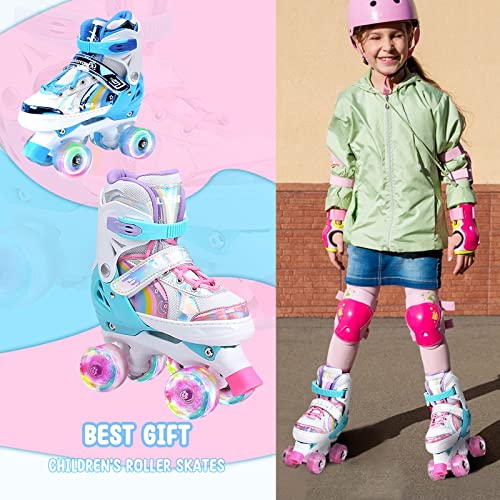 Youth Roller Skates with Light-Up Wheels and Size Adjustability