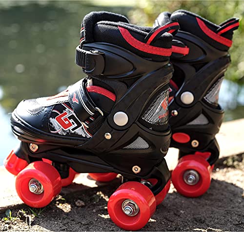 Adjustable Quad Roller Skates Boots for Kids (Red)